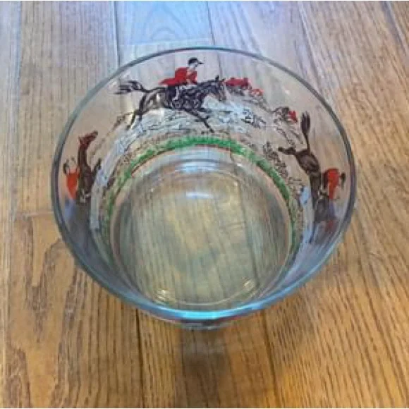 Vintage 1950's Hazel Atlas Glass Fox Hunt Ice Bucket Bowl - perfect condition - Picture 4 of 6